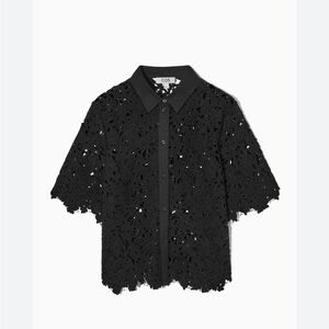COS Short-sleeved Eyelet Shirt in Black